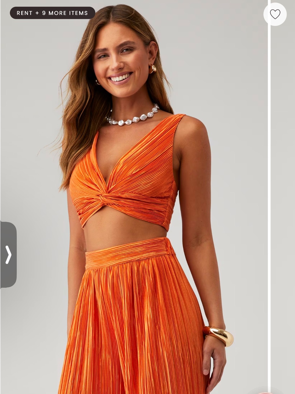 Sabina Musayev Orange Pleated Twist-Front Crop Top - Picture 2 of 3